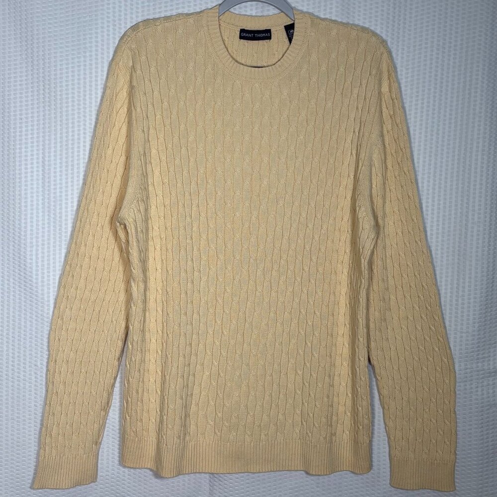Grant Thomas Mens XL Cable Knit Old Money Sweater Tennis Preppy Academia Layers
